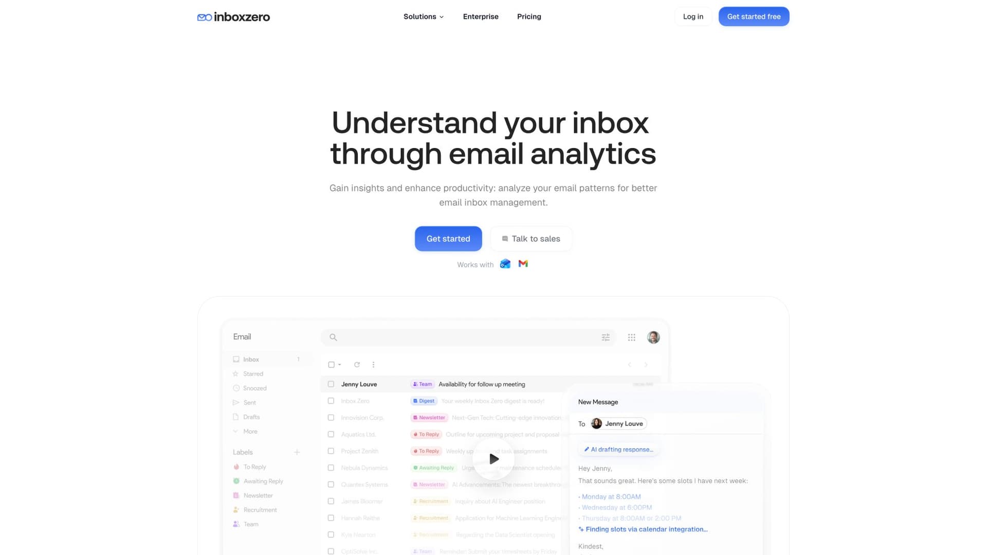 Inbox Zero email analytics dashboard showing comprehensive metrics tracking and performance monitoring